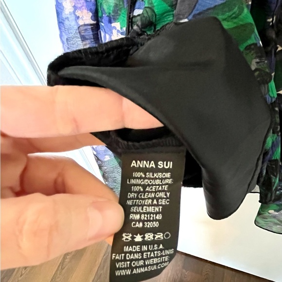 NWT Anna Sui x Anthropologie Blurred Hydrangea Silk Dress - Size 8​ - Picture 14 of 16